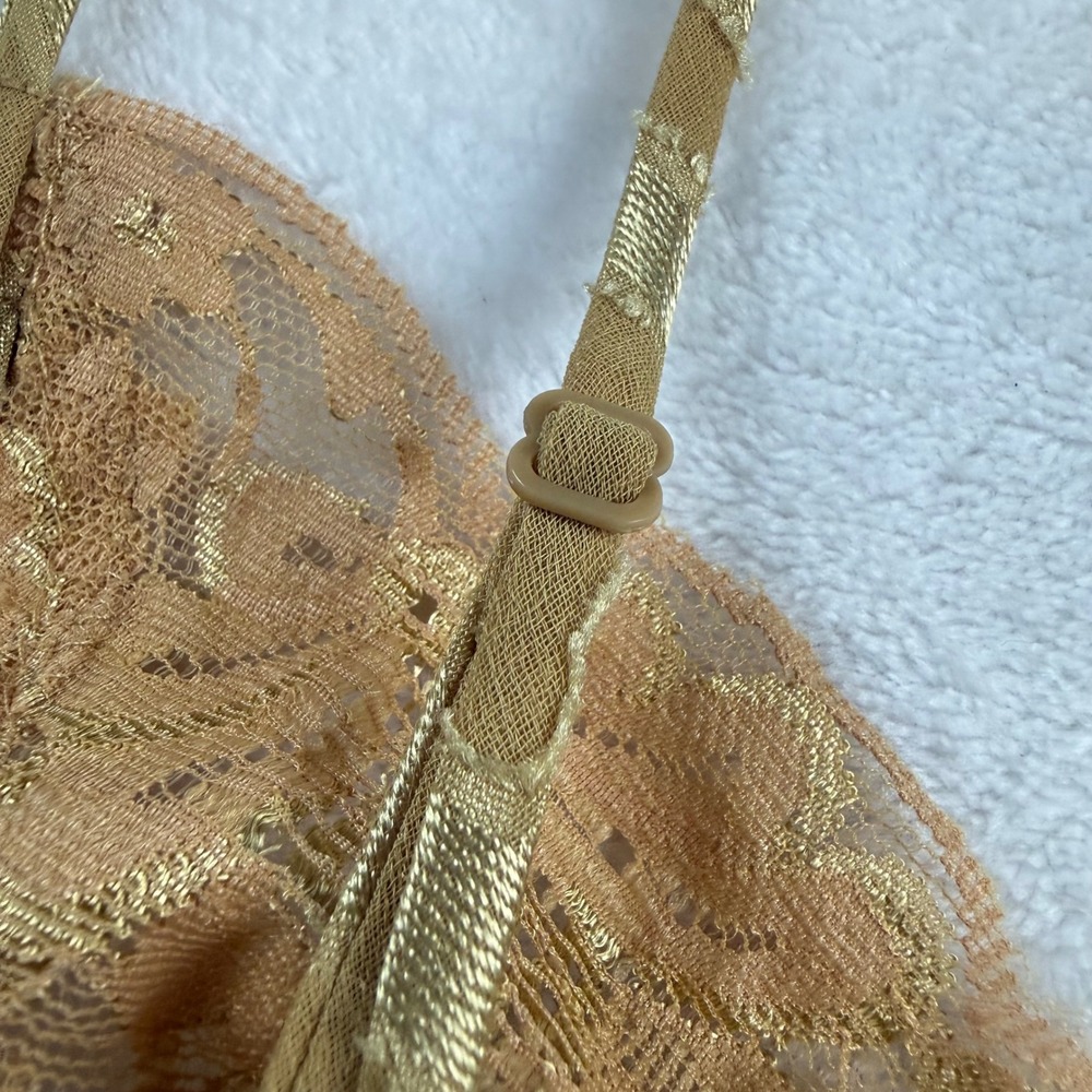 Vtg Victoria's Secret Maxi Slip Dress Womens XS Gold Lace Fairycore Glam Chemise - Picture 5 of 10